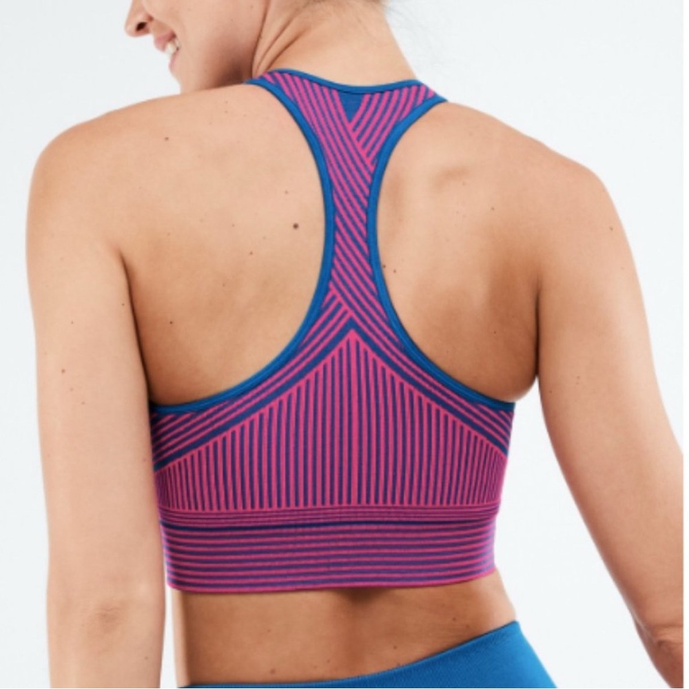 Fabletics Women's Allyson Medium Impact Sports Bra Blue/pink Racer Back Small - Picture 3 of 7